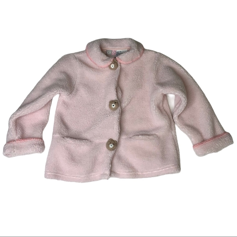 Cozy Pink Kids Jacket with Teddy Bear Buttons